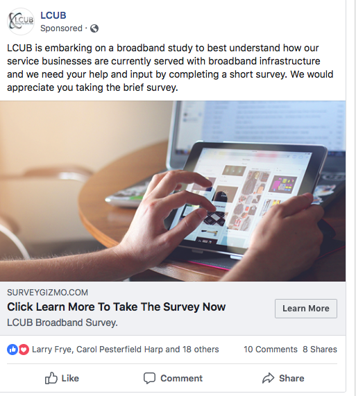 LCUB Broadband Survey Ad