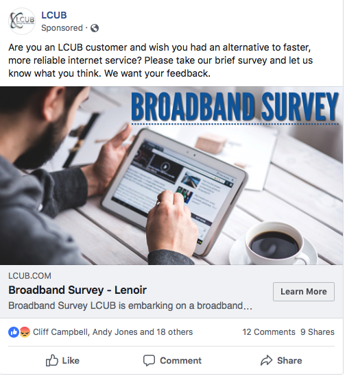 LCUB Broadband Survey Ad