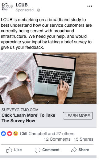 LCUB Broadband Survey Ad